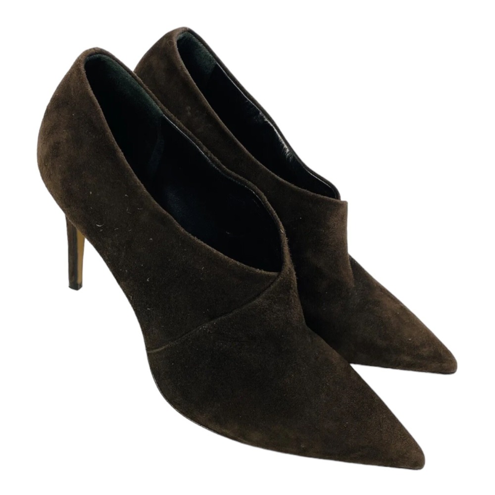 Ann Mashburn Brown Leather Slip On Pointed Toe Womens Heels NWOT Size EU 39 US 9